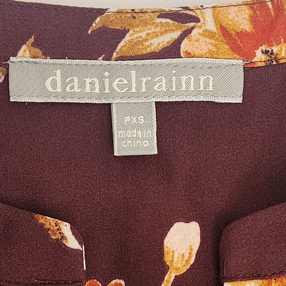 Daniel Rainn Fall Boho Floral Print Burgundy High Low Tunic Women's Size PXS NWT - Picture 6 of 8
